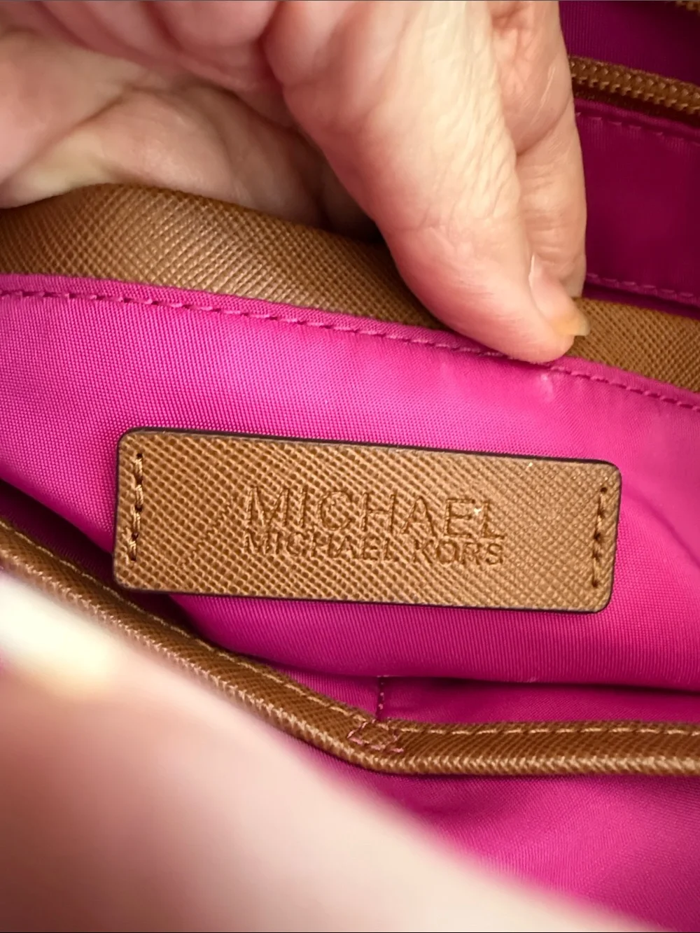Michael Kors Black Tote with Brown Leather Trim and Gold Hardware